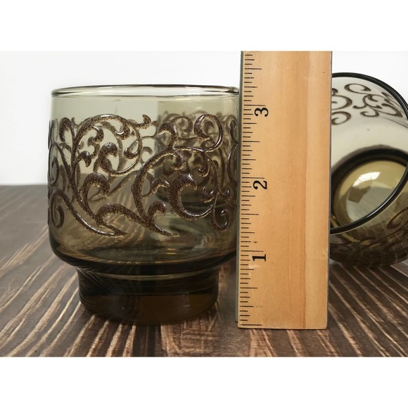 Libbey PRADO Old Fashioned Glass Tawny Brown Raised Swirl Rocks Low Ball 8-oz - Picture 4 of 10